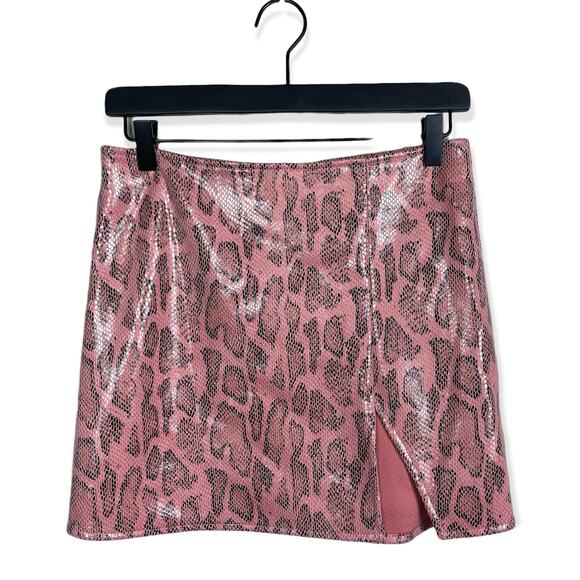 Motel Rocks WREN MINI SKIRT IN PU SNAKE PINK Size Small - Picture 2 of 9